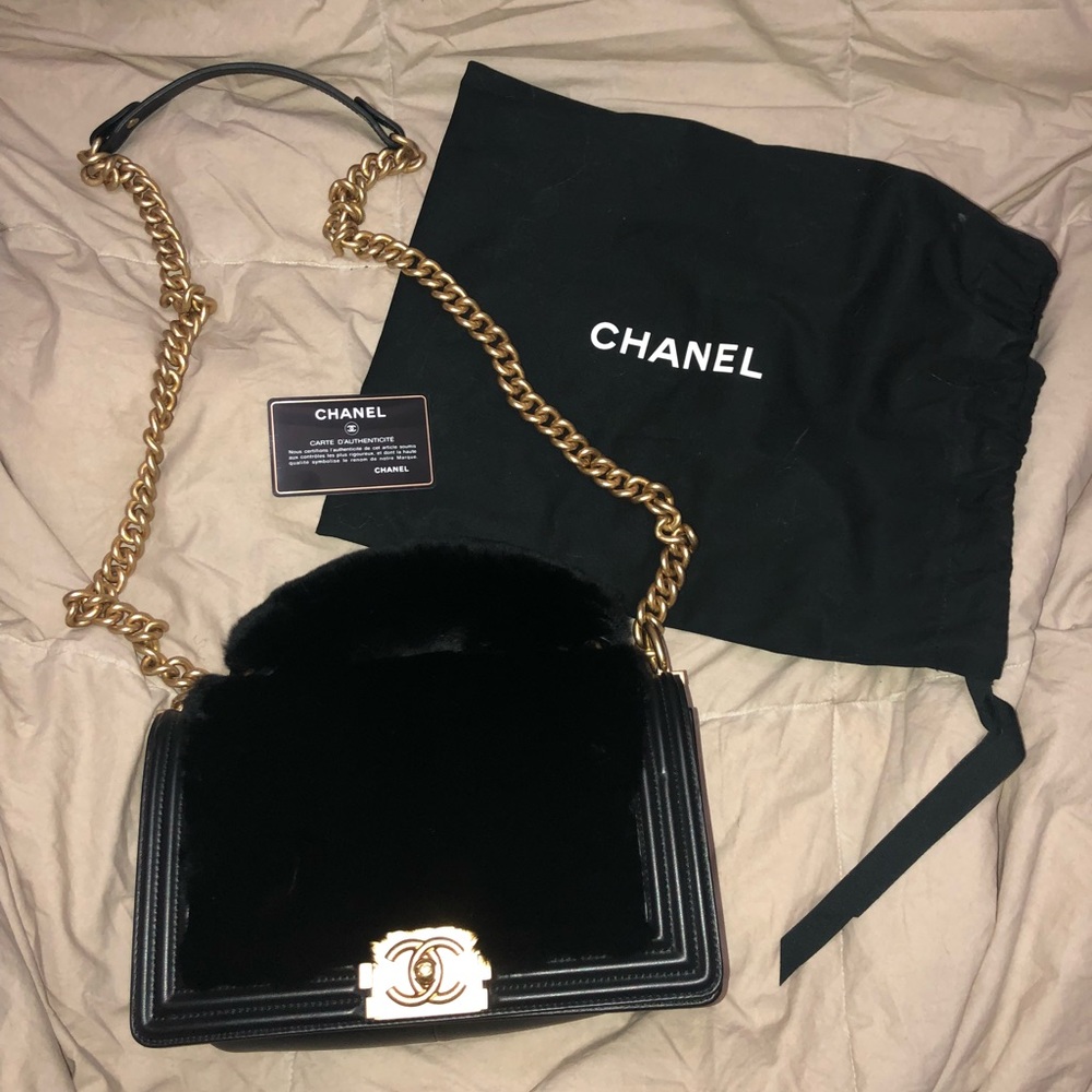 Black Fur and Leather CHANEL bag